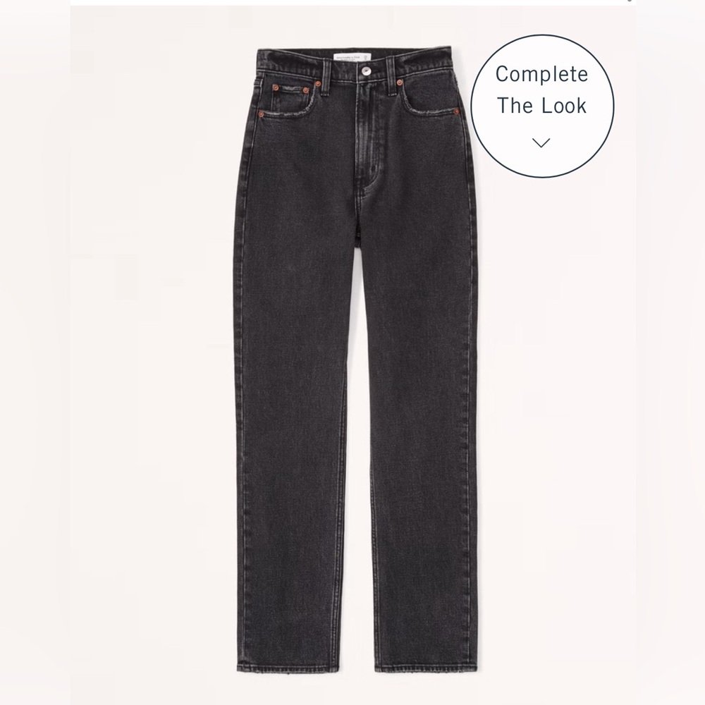 Black Abercrombie Ultra High Rise Ankle Straight Jeans
